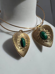 Emerald Leaf Hoops