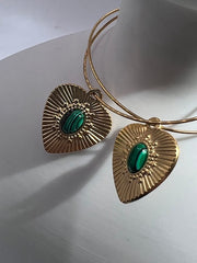 Emerald Leaf Hoops