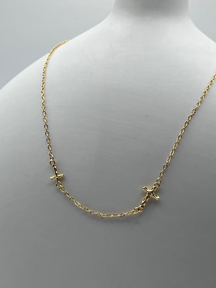 Double Cross Necklace - Vie Jewelry