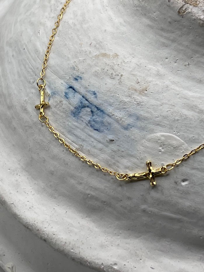 Double Cross Necklace - Vie Jewelry