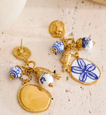 Belle Fleur Bead Flower Drop Earrings.