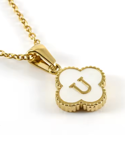 Fortuna Initial Clover Necklace - Vie Jewelry